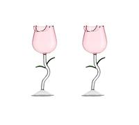 HanOBC 150ml Creative Rose Flower Wine Glasses Set of 2, Crystal Red Wine Glasses, Rose Flower Goblet Wine Cocktail Juice Glass for Party Wedding Festival