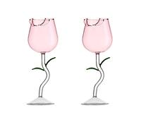 HanOBC 280ml Creative Rose Flower Wine Glasses Set of 2, Crystal Red Wine Glasses, Rose Flower Goblet Wine Cocktail Juice Glass for Party Wedding Festival
