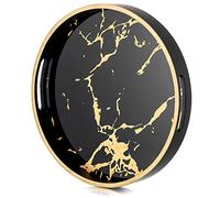 Hanobe Black Marble-Pattern Round Decorative Tray for Table Centrepiece