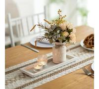 Hanobe Candle Holders Decorative Tray: Rectangle Wood Display Trays Rustic Candlestick Platter Farmhouse Table Centerpiece Plate Long Narrow for Kitchen Coffee Table Home Decor