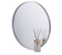 Hanobe Decorative Coffee Table Tray Silver Wood Round Rustic Centerpiece Candle Holder for Home Ottoman Display Living Room Organizer 18