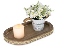 Hanobe Decorative Coffee Table Tray with Beaded for Centrepiece, Brown