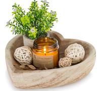 Hanobe Decorative Dough Bowl Heart: Wood Small Bowls Decor Wooden Rustic for Potpourri Key Table Centerpiece 20cm