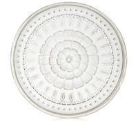 Hanobe Decorative Round Coffee Tray: White Wooden Carved Boho Decor Serving Trays Farmhouse Circle Wood Platter for Counter Table Centerpiece Ottoman