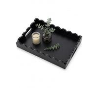 Hanobe Decorative Serving Tray Black Modern Scalloped Coffee Table Trays