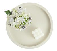 Hanobe Decorative Tray Home Decor: 30cm Round Modern Coffee Table Tray for Living Room Minimalist Elegant Design Ivory White Non-Slip Wooden Table Centrepiece for Ottoman Topper