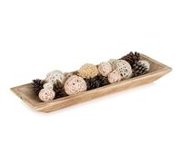 Hanobe Decorative Wood Dough Bowl: Large Long Wooden Centerpiece Table Decorations Natural Candle Holder Tray Decor Rustic Unfinished Centerpieces for Dining Room Kitchen Fruit Bowls, Burnt