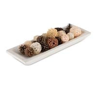 Hanobe Decorative Wood Dough Bowl: Large Long Wooden Centerpiece Table Decorations Natural Candle Holder Tray Decor Rustic Unfinished Centerpieces for Dining Room Kitchen Fruit Bowls, White