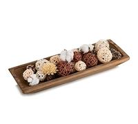 Hanobe Decorative Wood Dough Bowl: Large Long Wooden Centerpiece Table Decorations Natural Candle Holder Tray Decor Rustic Unfinished Centerpieces for Dining Room Kitchen Fruit Bowls, Brown