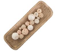 Hanobe Decorative Wood Dough Bowl: Large Wooden Table Centerpiece 22" Long Tray Farmhouse Rustic Decor Burnt Natural Decorations Holder for Candle Dining Room Kitchen Entryway Fireplace