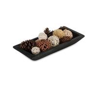 Hanobe Decorative Wood Dough Bowl: Long Wooden Centerpiece Table Decorations Natural Candle Holder Tray Decor Rustic Unfinished Trough Centerpieces for Dining Room Kitchen, Black