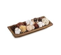 Hanobe Decorative Wood Dough Bowl: Long Wooden Centerpiece Table Decorations Natural Candle Holder Tray Decor Rustic Unfinished Trough for Dining Room Kitchen Fruit Bowls, Brown