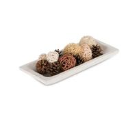 Hanobe Decorative Wood Dough Bowl: Long Wooden Centerpiece Table Decorations Natural Candle Holder Tray Decor Rustic Unfinished Trough Centerpieces for Dining Room Kitchen