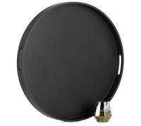 Hanobe Large Decorative Serving Tray: Modern Round Black Ottoman XXL Wooden Trays Decor with Handles for Living Room Footstool Coffee Table Display