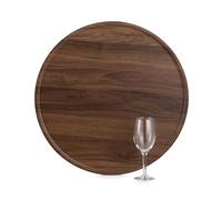 Hanobe Large Ottoman Serving Tray Round Walnut Veneer Decorative Tray 45cm