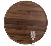 Hanobe Large Ottoman Serving Tray Round Walnut Veneer Decorative Tray 56cm