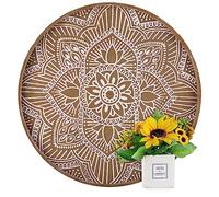Hanobe Large Round Wooden Tray: 45cm Boho Style for Coffee Table Ottoman
