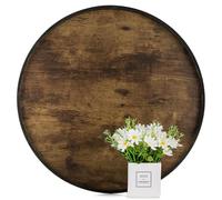 Hanobe Large Round Wooden Tray for Ottoman Coffee Table, 45cm Vintage Decor