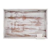 Hanobe Large Serving Ottoman Tray: Extra Large Wood Serving Tray with Handles Rustic White Decorative Coffee Table Trays Farmhouse Home Decor for Living Room Kitchen Counter