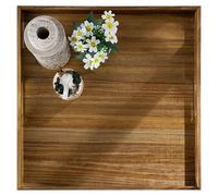 Hanobe Large Wooden Serving Tray for Ottoman, 50cm Square with Handles