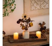 Hanobe Long Narrow Wood Candle Tray: Rustic Wooden Candle Holders Decorative Rectangular Table Centerpieces for Living Room Farmhouse Pillar Stand Rectangle Tea Light Base Coffee Table Decor