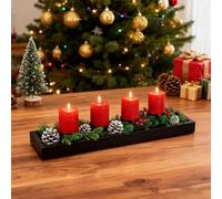 Hanobe Rectangular Long Narrow Tray: Black Decorative Rectangular Candle Holder Centerpiece Tray Decor Serving Tray No Handle for Dining Table Coffee Bar Living Room Home Decor