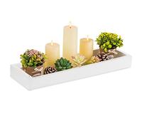 Hanobe Rectangular Long Narrow Tray: White Decorative Rectangular Candle Holder Centerpiece Plate Decor Serving Tray No Handle for Dining Table Coffee Bar Living Room Home Decor