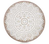 Hanobe Round Decorative Tray for Coffee Table Decor, Wooden Rustic Floral