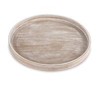 Hanobe Round Wooden Decorative Tray for Coffee Table, White Candle Holder