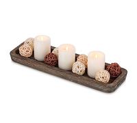 Hanobe Rustic Long Tray Wood Decorative Candle Holder Plate, 40cm