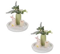 Hanobe Rustic Wooden Serving Tray: Round Wood Decorative Tray Rustic White Set of 2 Centerpiece Candle Holder Trays Farmhouse Ottoman Tray for Decor Kitchen Counter Home Decor for Coffee Table