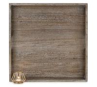 Hanobe Serving Tray Ottoman Large: Wooden Decorative Trays for Living Room Over Footstool - Square Rustic Dark Brown Extra XXL Wood Platter Coffee Table Decor Display 56cm