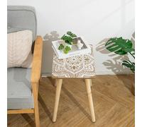Hanobe Side Table Living Room: Small Narrow Decorative End Table for Spaces Bedroom- Rustic Slim Rectangle Wooden Coffee Table for Sofa Boho Decor
