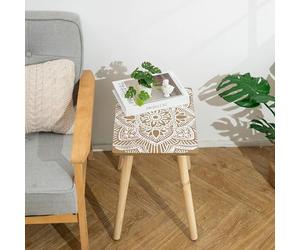 Hanobe Side Table Living Room: Small Narrow Decorative End Table for Spaces Bedroom- Rustic Slim Rectangle Wooden Coffee Table for Sofa Boho Decor
