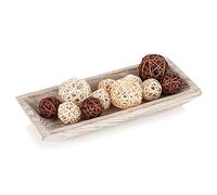 Hanobe Solid Wooden Decorative Bowl for Coffee Table Entryway Decor, White