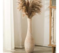 Hanobe Tall Floor Wooden Vase: Rustic Extra Large Decor Vases Floor Standing 56cm for Living Room Corner Vintage Wood Slim Vase Waisted for Pampas