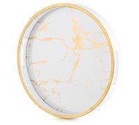 Hanobe White Marble-Pattern Round Decorative Tray for Table Centrepiece