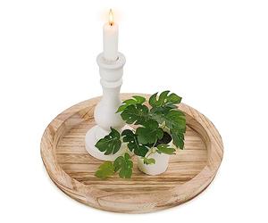 Hanobe Wooden Candle Holder Tray: Round Decorative Candle Plate Farmhouse Table Centerpiece Rustic Wood Tealight Pillar Trays for Christmas Wedding Halloween Home Decor, Light Burnt