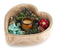 Hanobe Wooden Decorative Bowl for Potpourri Key, Large Heart Shaped, 26cm | Natural pot pourri/dough bowl, key tray or table centerpiece, natural paulownia wood with distressed finish for decor
