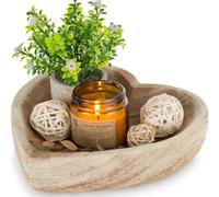 Hanobe Wooden Decorative Bowl for Potpourri Key, Small Heart Shaped, 20cm