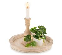 Hanobe Wooden Decorative Candle Tray Round for Coffee Table, Unfinished