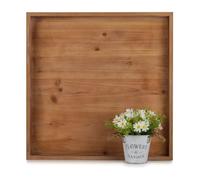 Hanobe Wooden Square Large Ottoman Tray for Serving, 54cm Rustic