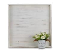 Hanobe Wooden Square Large Ottoman Tray for Serving, 54cm White Farmhouse