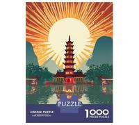 Hanoi 1000 Piece Jigsaw Puzzle, Continental Street Poster, Screen-Free Fun, Interlocking Paper Pieces, Travel Gift for Home Décor Fans, 70x50cm/1000pcs