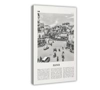 Hanoi Black And White Street, Vietnam, Viet Nam, Asia, Hà Nội, Viet Nam Retro City Map Travel Landscape Canvas Modern Poster Wall Art Prints Paintings Living Room Bedroom Decor 24x36inch(60x90cm)
