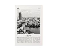 Hanoi Black And White View, Vietnam, Viet Nam, Asia Retro City Map Travel Landscape Canvas Art Wall Decor Posters Home Bar Restaurant Garage Cafe Logo Gift 24x36inch(60x90cm)