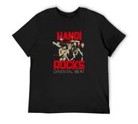 Hanoi Rocks Back to Mystery City Vintage T Shirt Short Sleeve Funny Top Black XL
