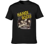 Hanoi Rocks Retro 1980S Heavy Metal Men Cotton T-Shirt Short Sleeve Black Clothes Tees