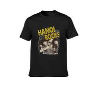 Hanoi Rocks Retro 1980S Heavy Metal Men Cotton T-Shirt Short Sleeve Black Clothes Tees XL