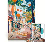Hanoi Street Scene Jigsaws 1000 Pieces for Adults Brain Exercise Snug Edge Real Challenge Art Display (38x52cm)